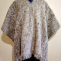 Variegated Natural Wool Grey Poncho Variegated grey 100% hand-woven natural wool poncho