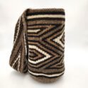 Arhuaca Woven Bag Wool Arhuaca handbag tightly woven with brown, black, and white yarns.