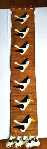 Wool bird lovers tapestry. Narrow, wool tapestry will birds.