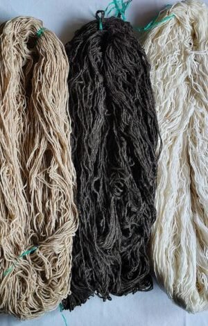 Naturally dyed alpaca and sheep wool yarn.