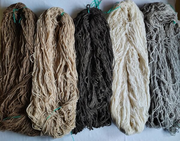 Naturally dyed alpaca and sheep wool yarn.